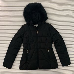 Calvin Klein puff coat with faux fur hood